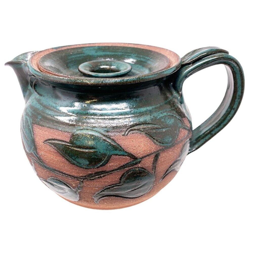 Shirley Cadmus Raku Pottery Teapot Vintage Handcrafted Earthenware Studio Art